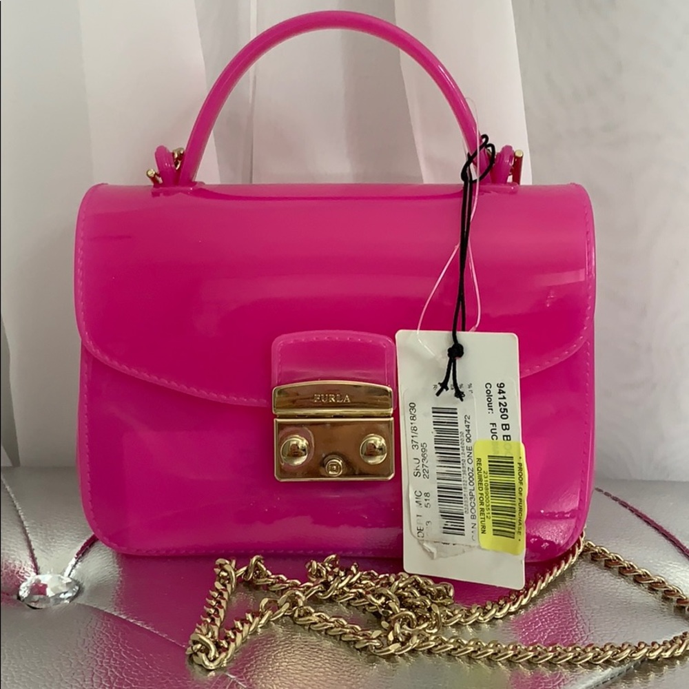 Pink Furla mini crossbody